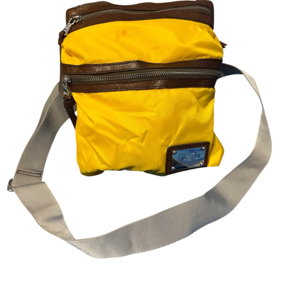 Dolce & Gabbana Yellow and Brown Crossbody Bag with Adjustable Strap